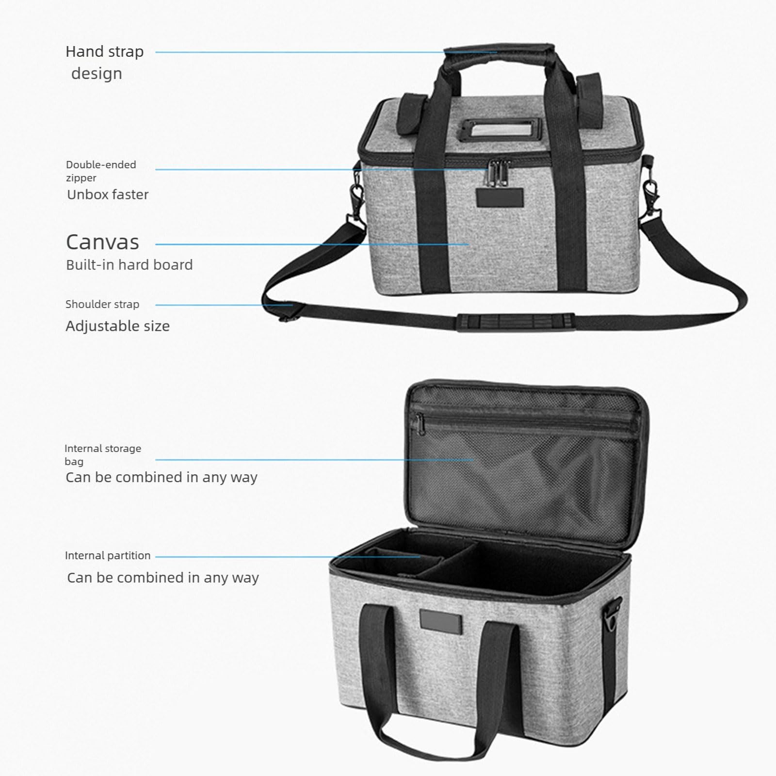 Bolsa protectora de almacenamiento de luz para fotografía hecha de lona con separadores acolchados para guardar luces de cámara y accesorios, bolsa de equipo de fotos