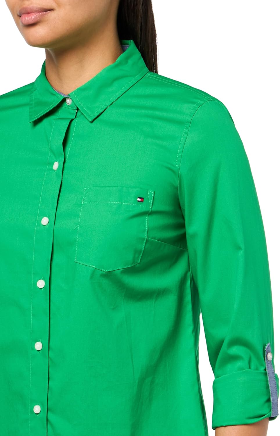 Tommy Hilfiger Womens Button Down Long Sleeve Collared Shirt with Chest Pocket - Image 3