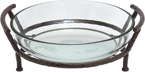 Deco 79 - Cuenco ovalado de vidrio moderno, 19 x 16 x 7 pulgadas, transparente