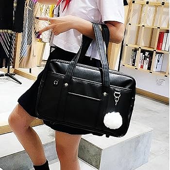 Amazon.co.jp: スクールバッグ 合皮 女子高校生 スクバ 革 ボス