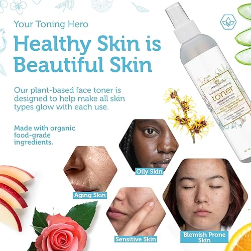 Miniatura 4 de Era Organics Tónico hidratante para la cara, refrescante y equilibrante, antienvejecimiento, niebla facial con agua de rosas, vinagre de sidra de