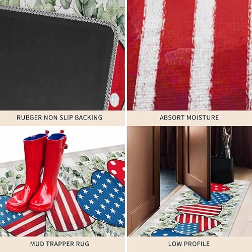 Vista 270 de Tapete de Feliz Navidad, tapete antideslizante para puerta delantera, baño, cocina, dormitorio, patio, entrada, 16 x 24 pulgadas, rojo, negro y verde