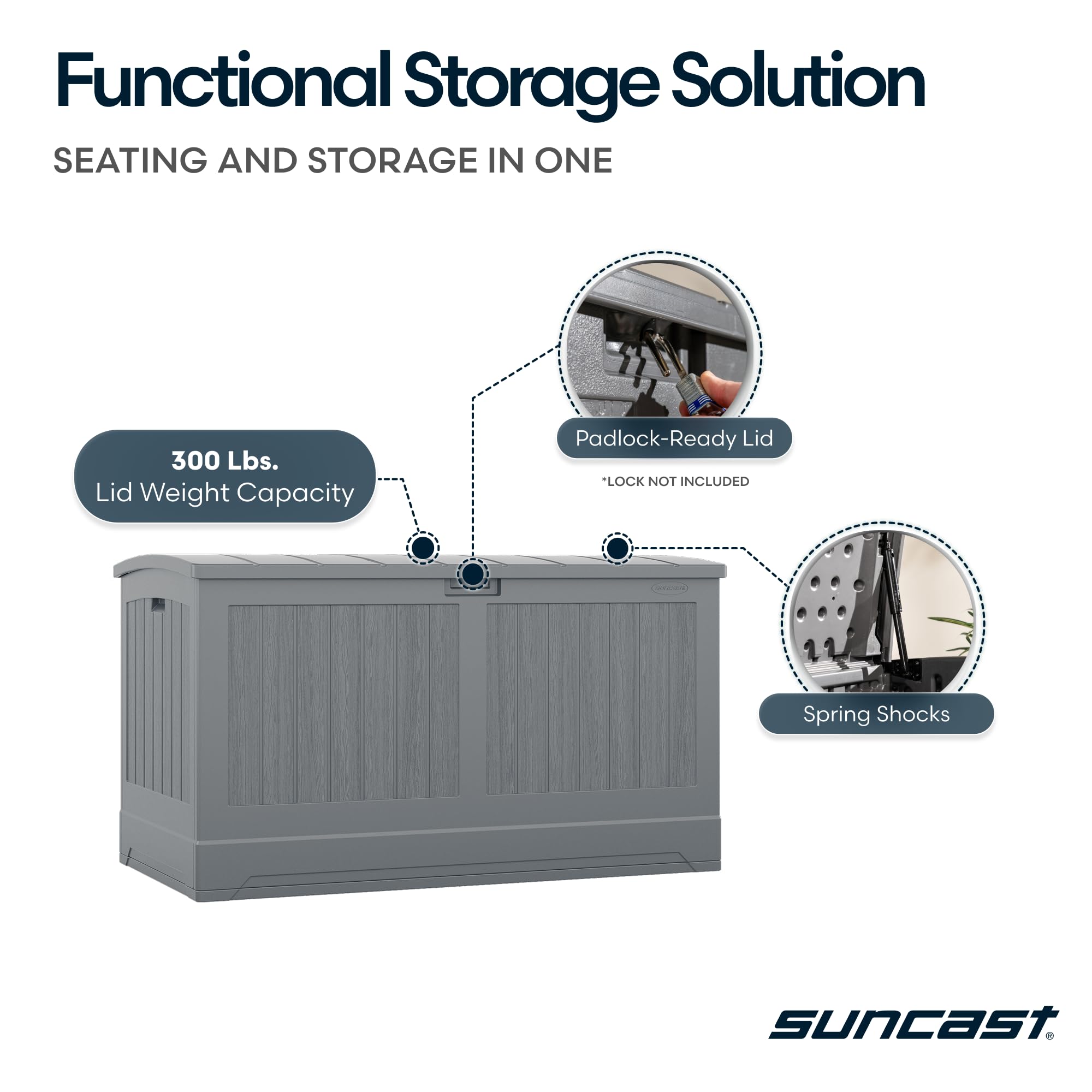 Suncast XL Deck Box - 200 Gallon Weatherproof Storage -5 Suncast XL Deck Box - 200 Gallon Weatherproof Storage -5
