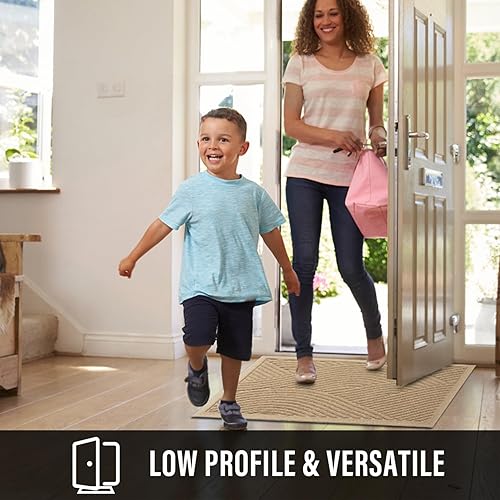 Miniatura 5 de HIYARD Tapete duradero para puerta delantera, absorbente, resistente a la suciedad fangosa, resistente a la suciedad y a la suciedad, para