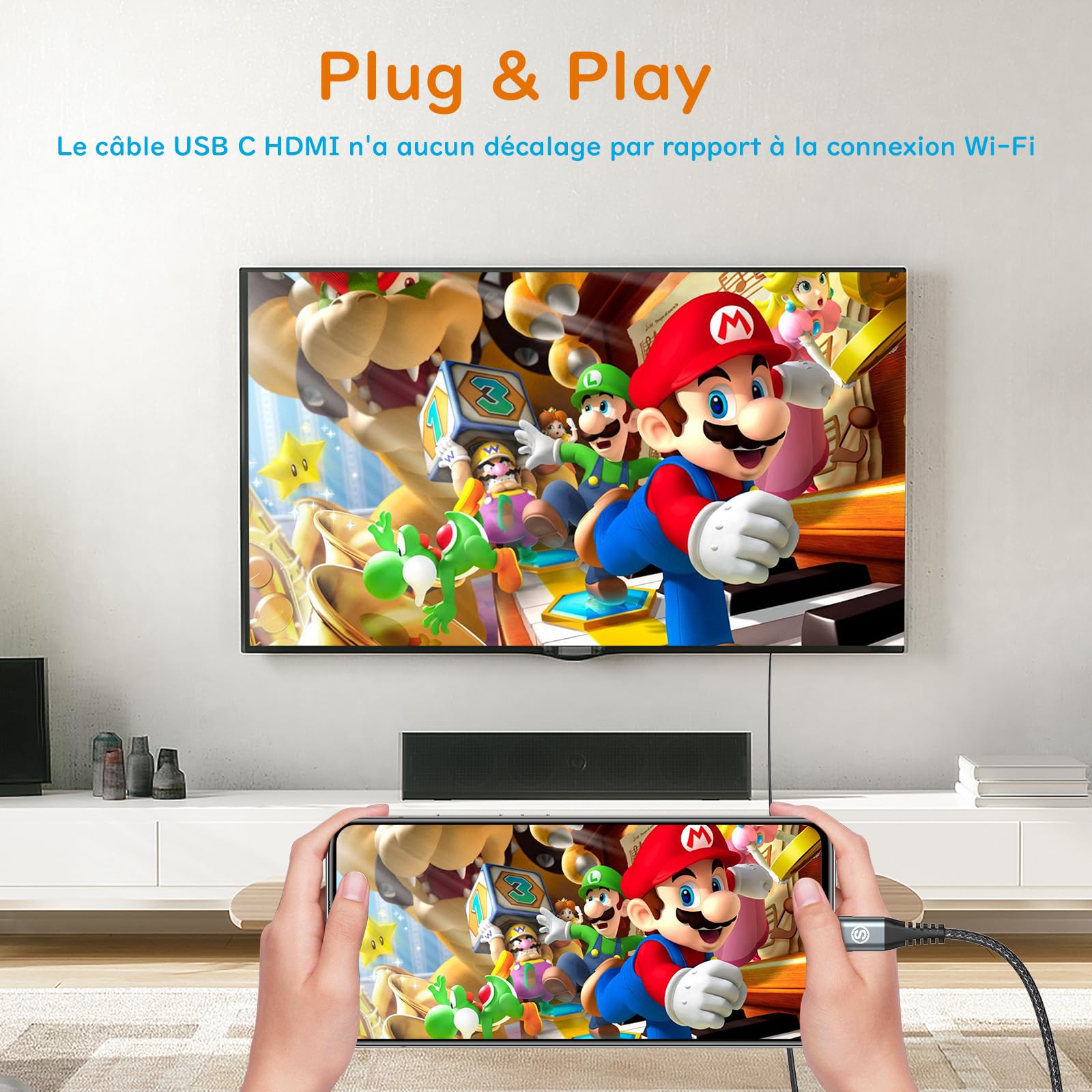 Cavo USB C a HDMI 2M,Cavo USB Tipo C a HDMI 4K UHD Compatibile Thunderbolt 4/3 con i Phone 17 16 15 Pro/Max,MacBook Pro/Air 2020, iPad Air, iPad Pro 2021,Samsung S25 S24 a S8,iMac,XPS,Surface,Dell,HP