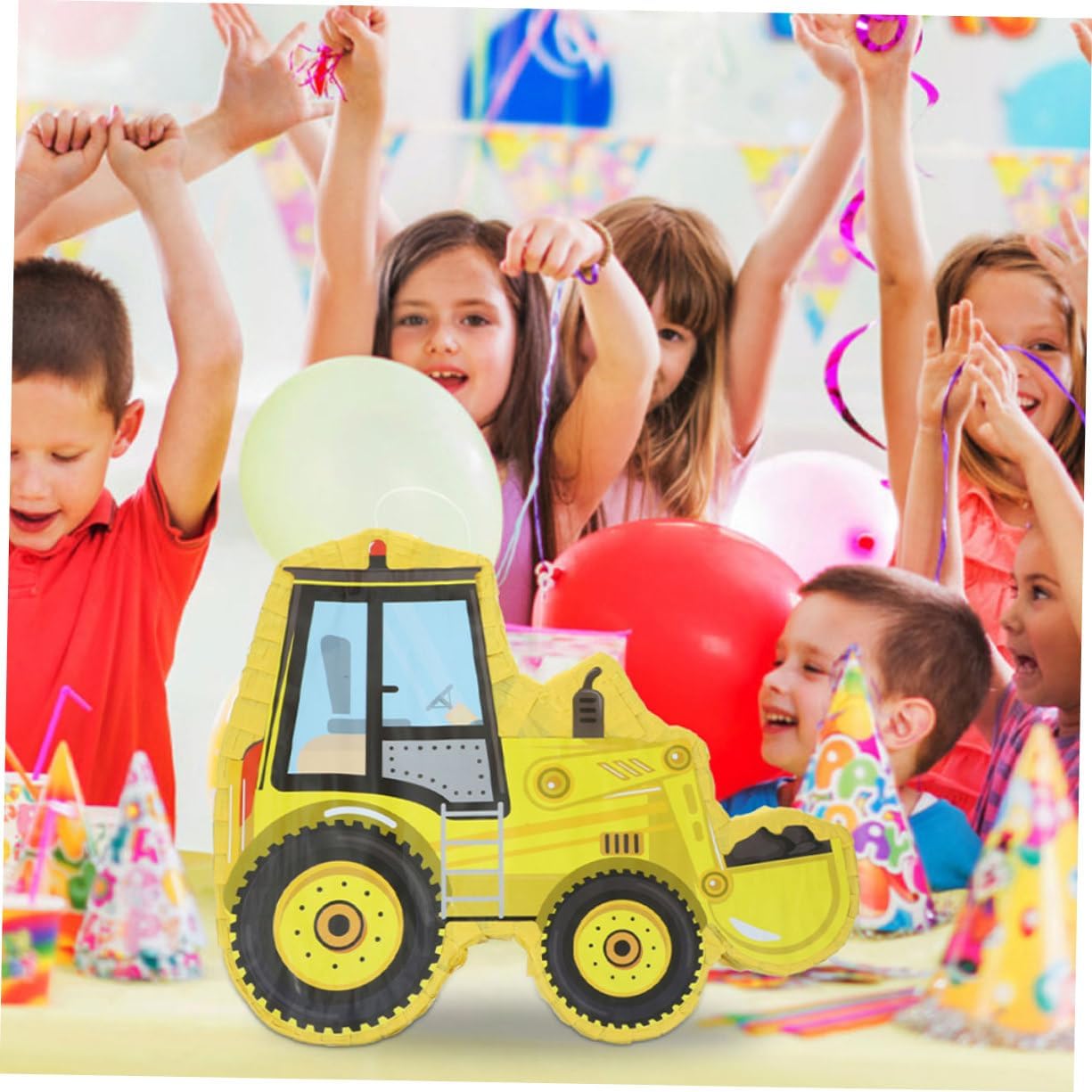 1Set Excavator Truck Pinata Construction Pinata with Stick Blindfold for Birthday Parties Festivals and Celebrations Party Supplies