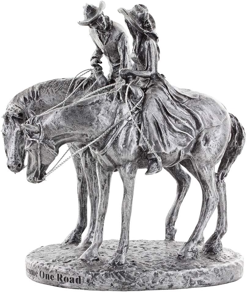 Montana Silversmiths Western Romance Themed Resin Wedding Cake Topper (Two Trails Become One - Antiqued Silver)