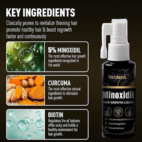 Miniatura 4 de Minoxidil Crecimiento del cabello con biotina 5% minoxidil para hombres y mujeres - Tratamiento de crecimiento del cabello soporta barba y cabello