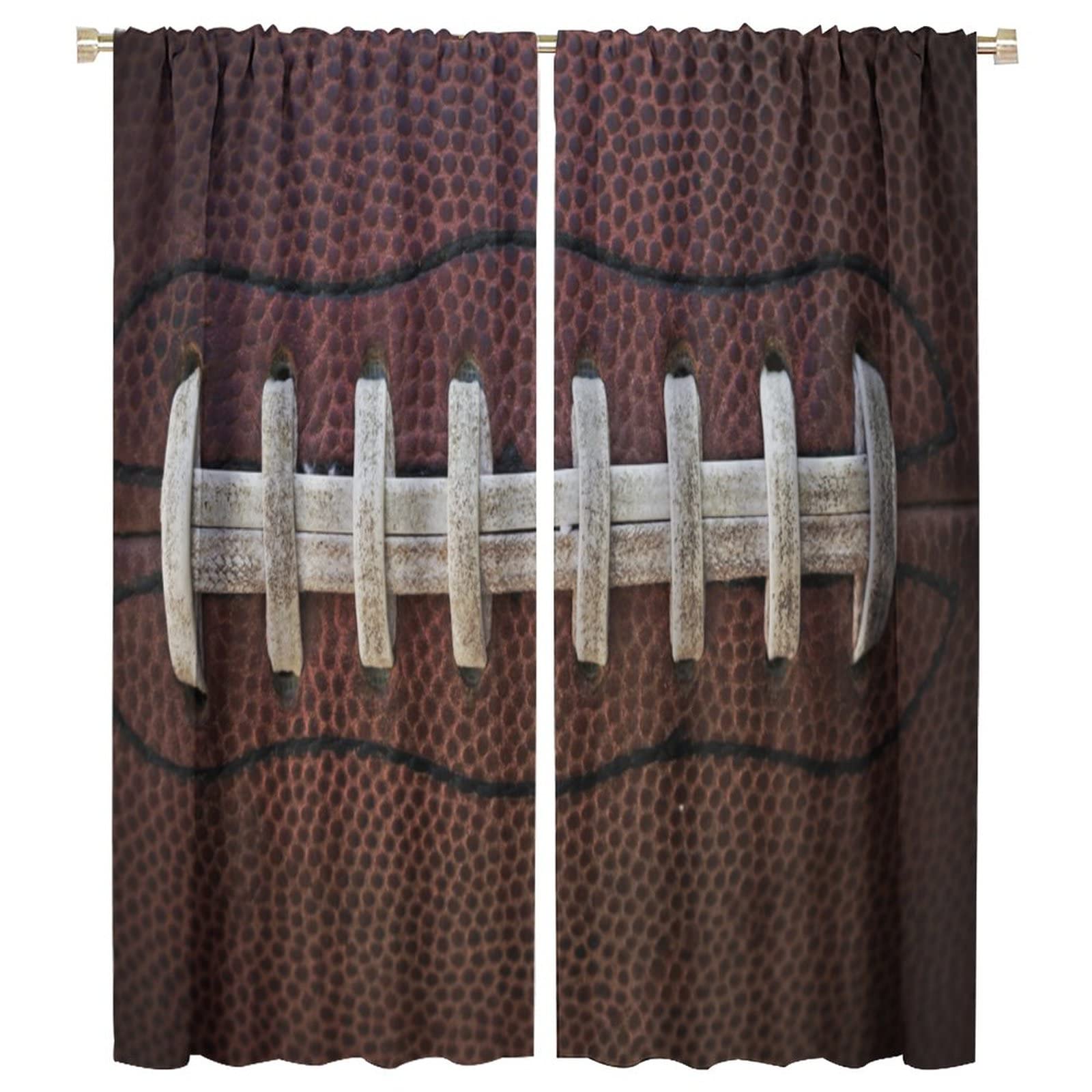 JESTRONRY American Football Blackout Curtain,Rugby Football Traditional Sport Close Up Window Treatments Curtains for Boys Kids Teens Men Bedroom Living Room Home Decor W42xL54in