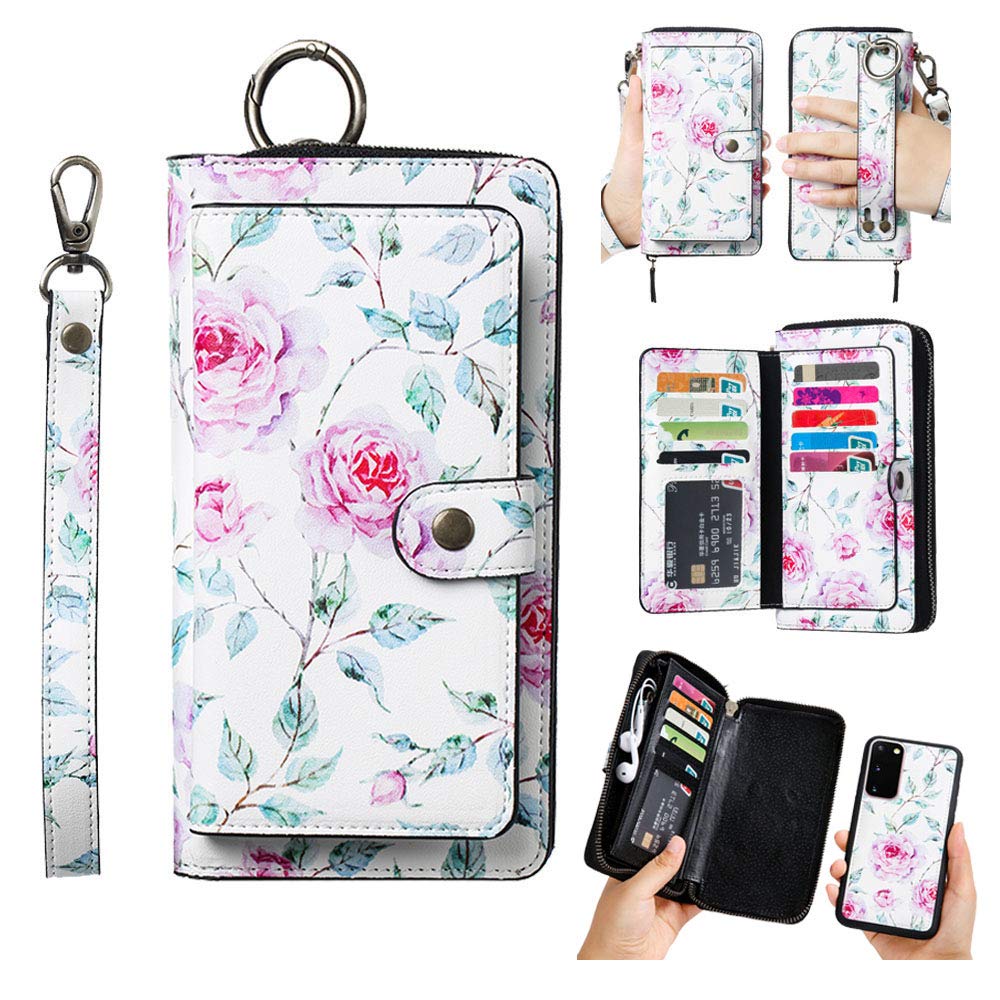 AIFENGCASE Compatible with Samsung Galaxy S20 Ultra Phone Case,Wallet Case for Women Men Girls,Wristlets Clutch Zipper Leather Pouch Wallet Flip Case Card Holder Magnetic Detachable Back Cover,WF