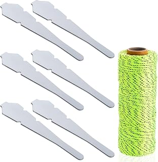 Lanties 7-Pc Masonry Tool Set: 6 Galvanized Steel 4-1/2" Line Pins + 500ft Yellow/Black Nylon String for Bricklaying & Block Courses