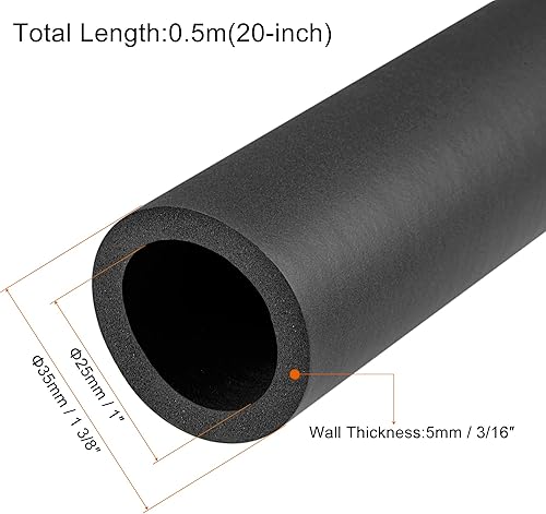 Miniatura 2 de MECCANIXITY Mangos de tubo de agarre de espuma de 1 "(25 mm) ID 316" (5 mm) pared gruesa 20" negro antideslizante para fitness, soporte de mango de