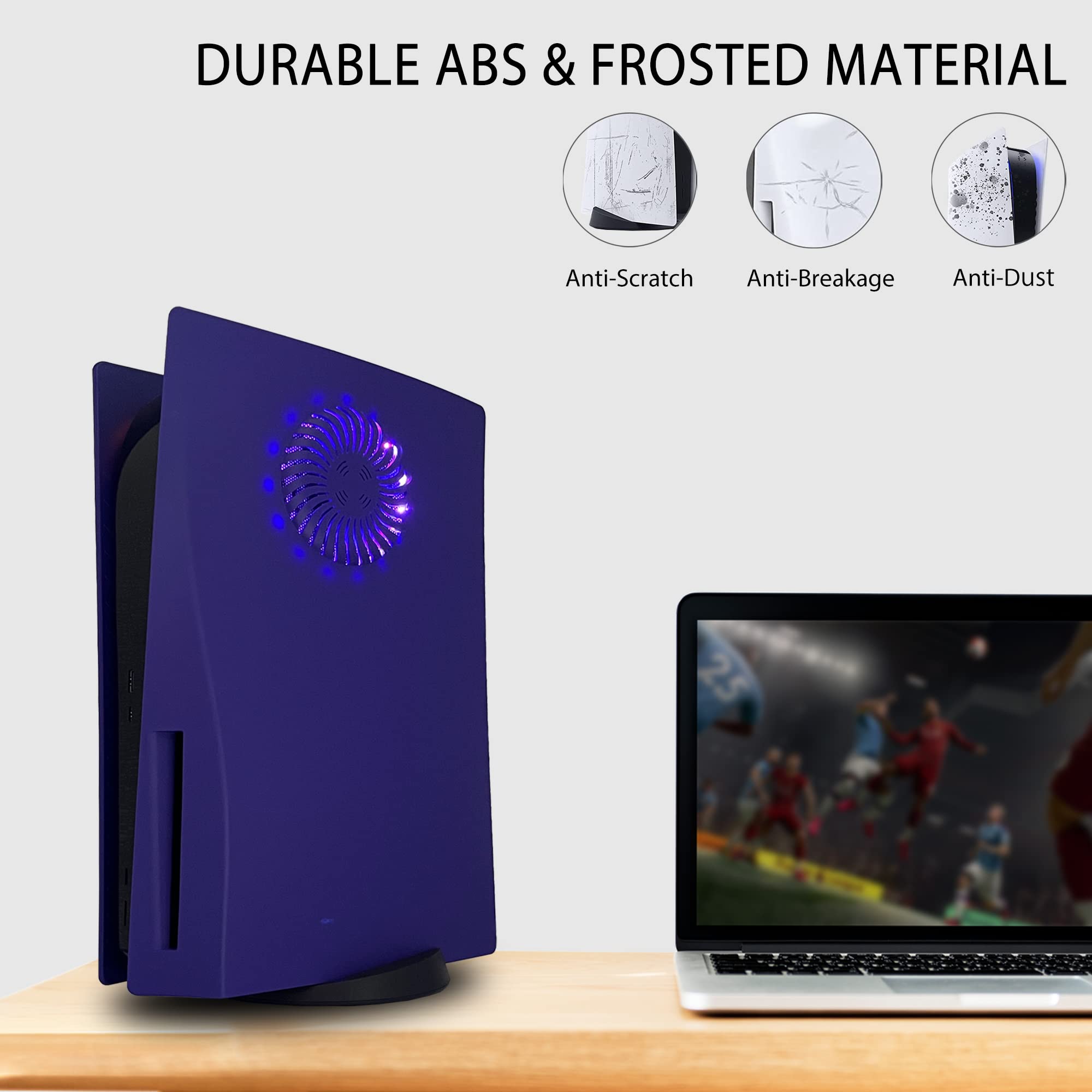 Placche con striscia luminosa RGB DOBEWINGDELOU 400+ effetti LED Anello luminoso Console Cover con prese d'aria di raffreddamento per Disc Edition decorazione Accessori Viola