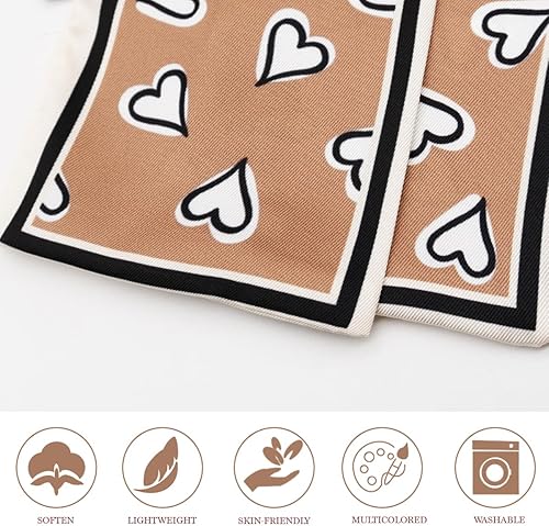 Miniatura 5 de Women's Designer Neckerchief Handbag Handle Ribbon Fashion Scarf Cute Heart Printed Hair Tie