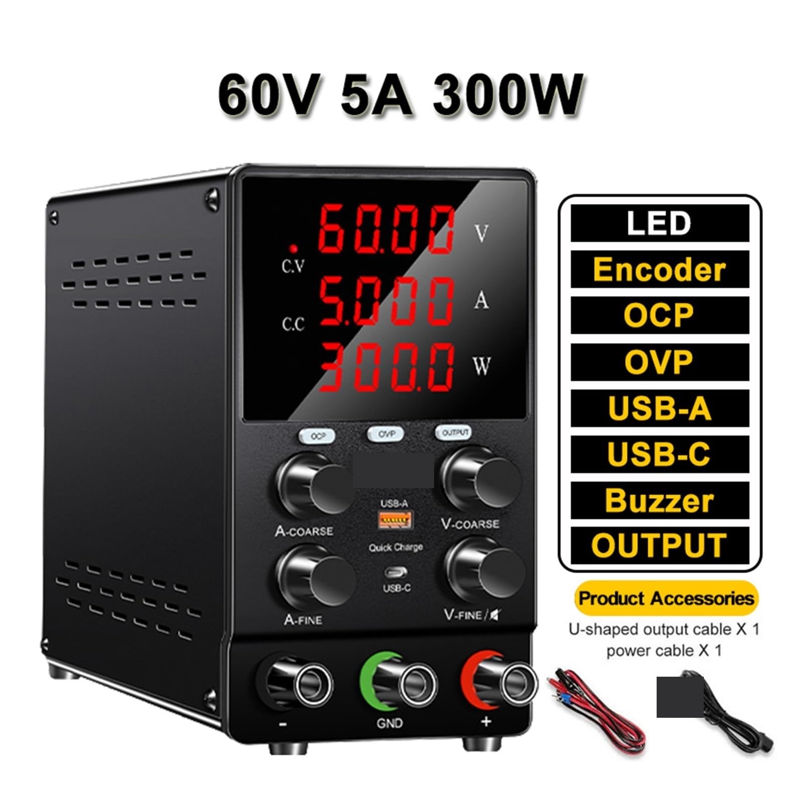 Fuente de alimentación variable, Fuente De Alimentación OVP OCP DC 30V 10A, Modelo Mejorado Con Interruptor SALIDA, 12V 24V 60V 120V, Regulador Corriente Voltaje Ajustable(OCP OVP 60V5A)