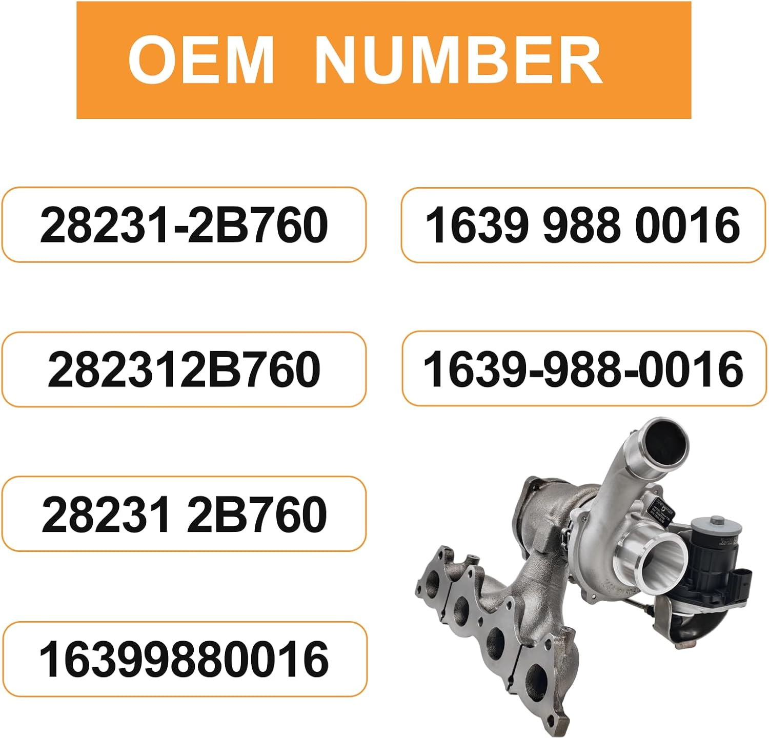 Turbocharger Assembly with Gasket Compatible with 2016 2017 2018 Hyundai Tucson 1.6L L4 Eco Sport Limited SE Replace# 28231-2B760 282312B760 16399880016 Turbo Charger Repair kits
