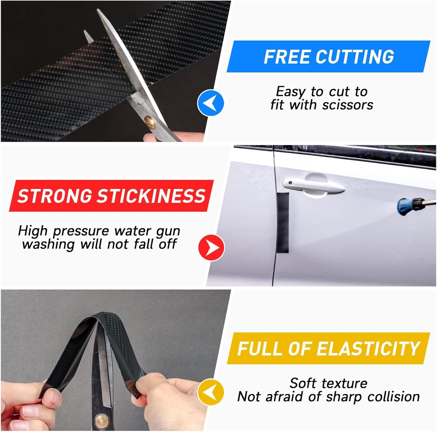 EINESIN Protezione Paraurti Auto Antigraffio 5cm×10M Fibra Carbonio Autoadesivo Nastro Impermeabile