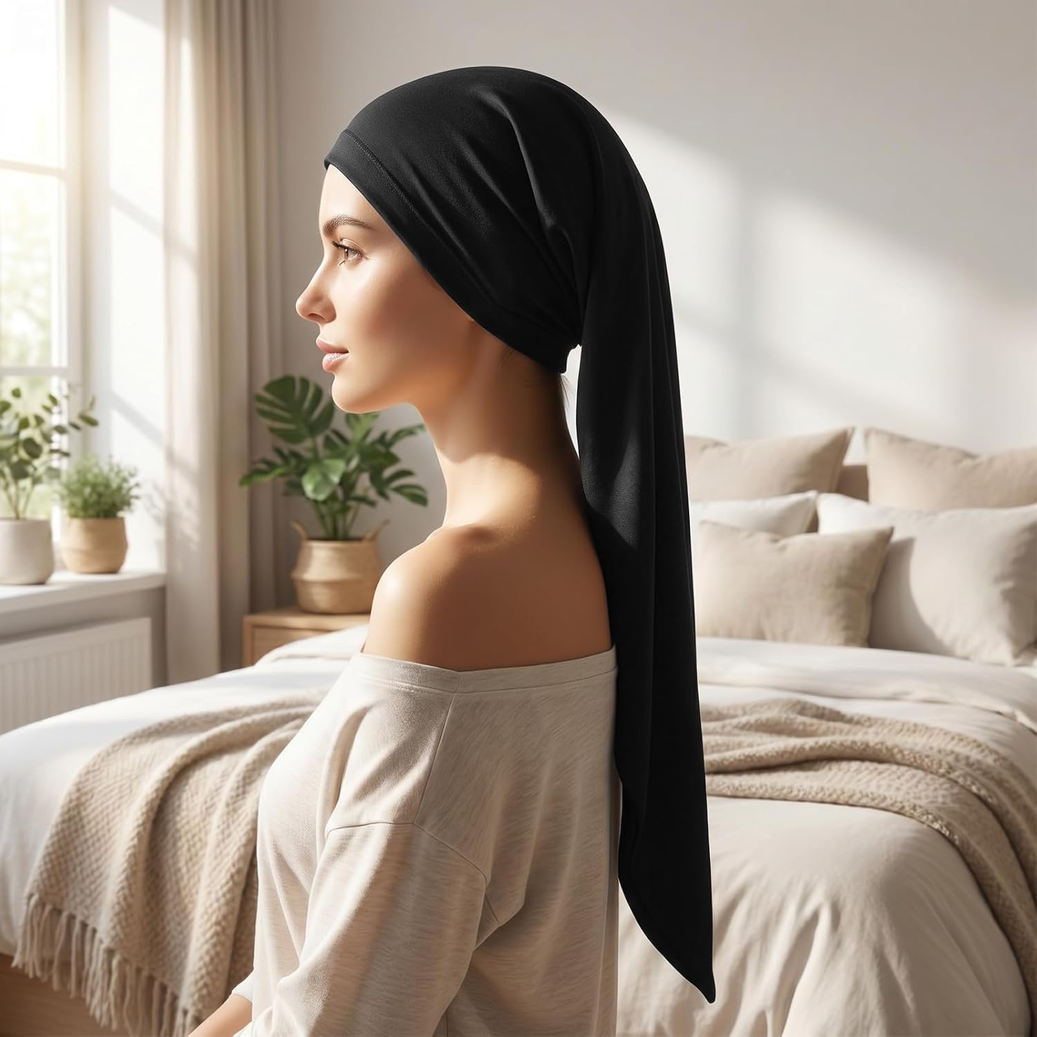 2 PCS Black Dreadlock Cap Jumbo Long Hair Dreads Head Wrap Unisex Night Sleeping Cap Loc Braid Bonnet 30 Inch Hair Accessories for Men and Women