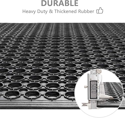 Vista 21 de ROVSUN Tapete de goma entrelazado resistente de 36 x 36 pulgadas, tapete comercial antideslizante con orificios de drenaje, diseño antifatiga