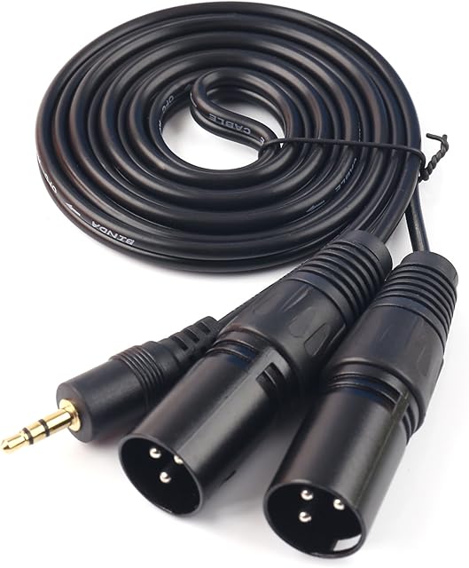 SiYear 3.5 mm (1/8Inch) mini jack Stereo TRS to Dual XLR 3 pin Male Plug unbalanced Interconnect Cable,Y splitter patch cable cord (1.5M/ 5FT)