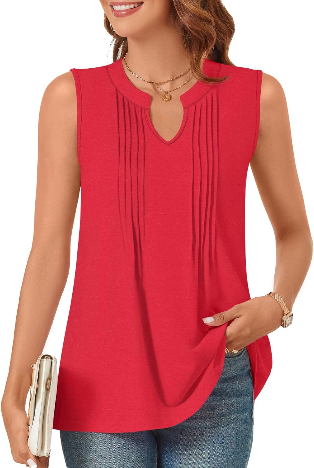 Bestbee Women's Tank Tops Dressy Casual 2025 Summer Blouses Business Shirts V Neck Sleeveless Tunic Tops