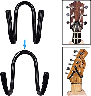 Adjustable Metal Rack - Universal - Guitar Hanger and Guitar Wall Mount Bracket Holder, Modern and unique Design for Bass Acoustic Electric Guitars Ukulele Folk Violin Mandolin Banjo Stand, 2/PK