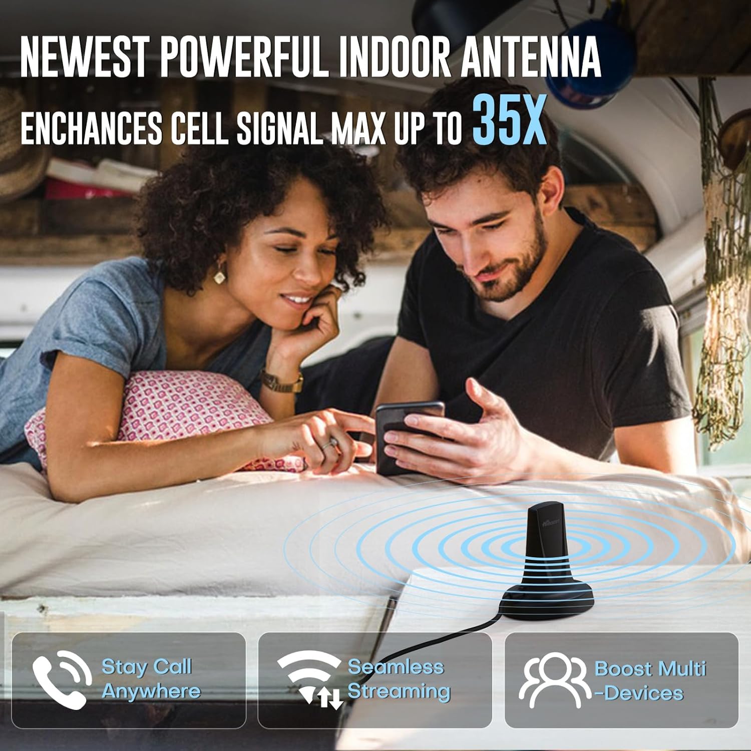 HiBoost Travel 3.0 RV Max Cell Phone Signal Booster for RV, Truck Camper, Van & Trailer | Folding Bracket | Magnetic Mount |Boosts 4G 5G LTE for All U.S. Carriers Verizon, AT&T, T-Mobile |FCC Approved