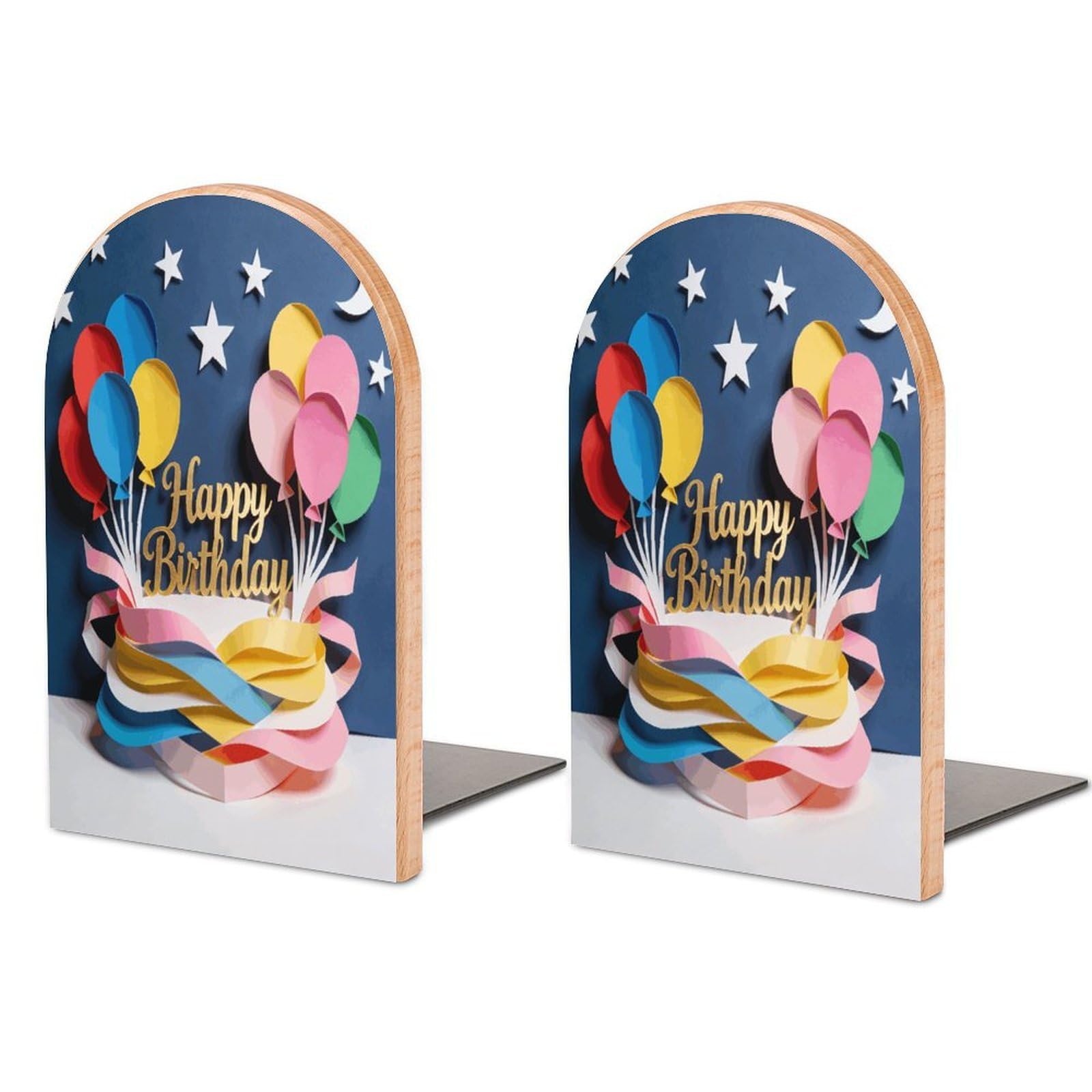 Sujetalibros de globos de madera con acabado moderno para decoración única