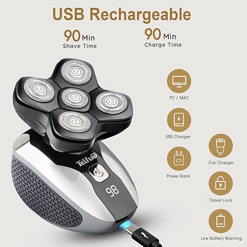 Miniatura 5 de Telfun Cuchillas de repuesto para afeitadora, 7 cabezales, cuchilla de repuesto para cortadora de barba, fácil de instalar, cabezal de afeitadora