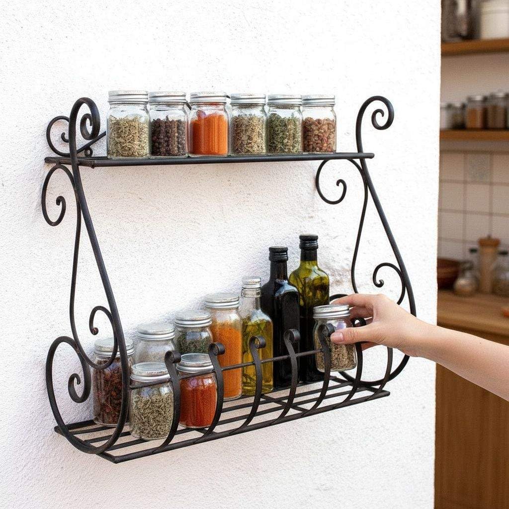 DanDiBo Sebino - Scaffale per erbe aromatiche, da cucina, da balcone, da parete, in metallo, colore nero, 50 cm