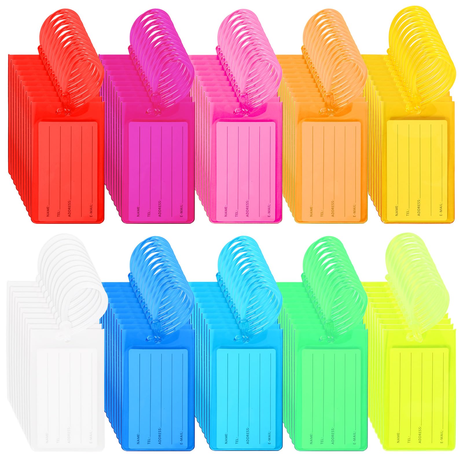 PVC Kofferanhänger, wasserdicht und flexibel, Gepäckanhänger für Reisen, Koffer, Rucksack und Reisetasche, mehrfarbiges Set(Farbe,100pcs)