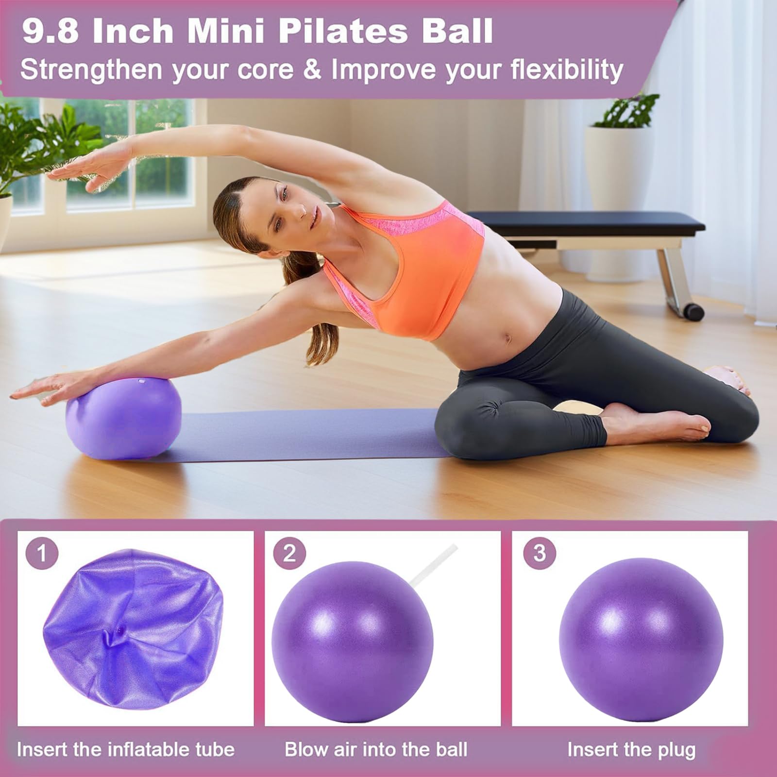 Gtzzot Pilates Essentials Kit for Women, Yoga Exercise Equipment Set for Home Workouts with Mini Ball, Resistance Bands, Sliding Disks & Accessories - Fitness Set for Yoga & Pilates Beginners