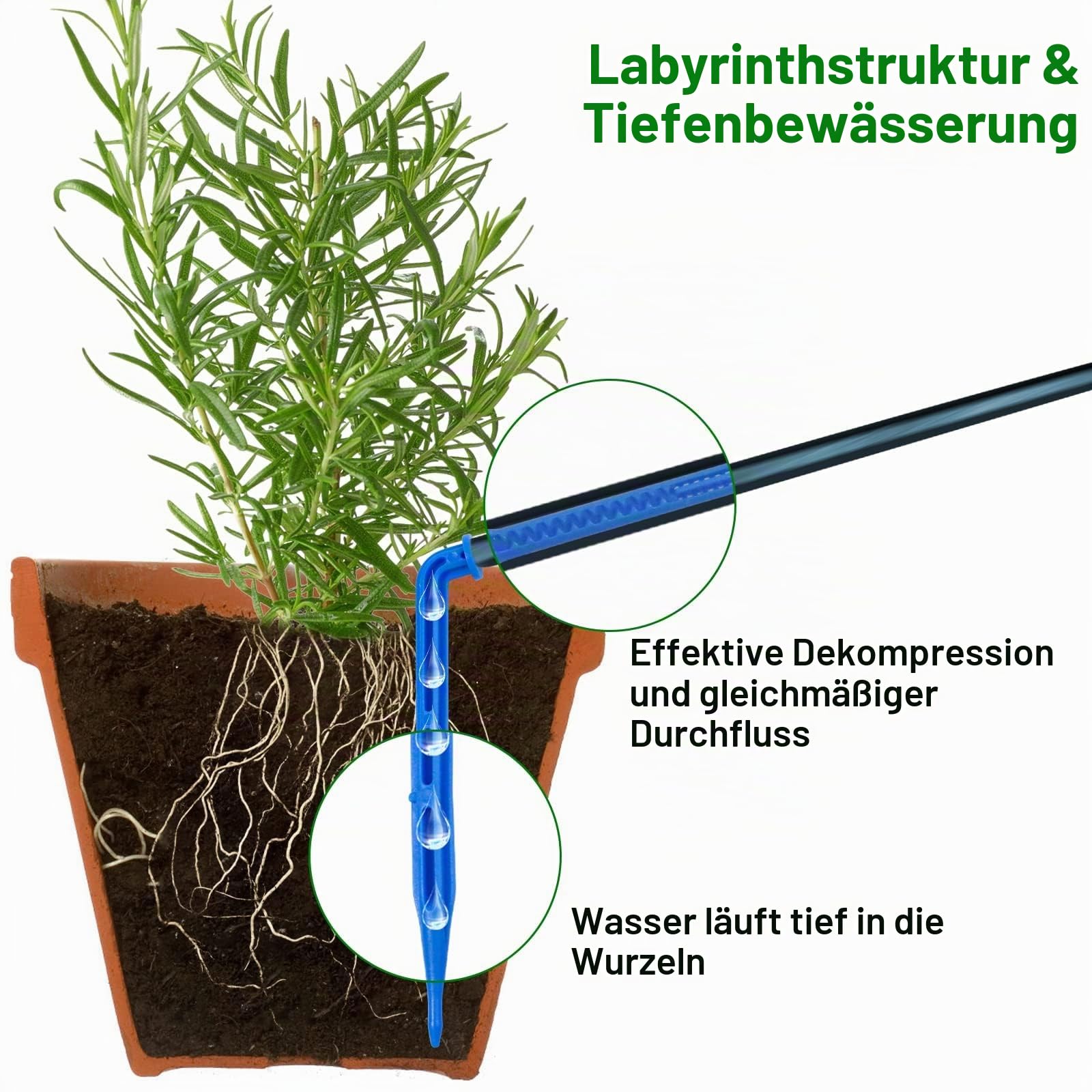 RISINGUP Solar Bewässerungssystem Automatisches Set, Automatisches Garten Bewässerungssystem mit 15 m Schlauch für Garten und Balkon Topfpflanzen, Außenbereich, Gemüse (mit sifon)