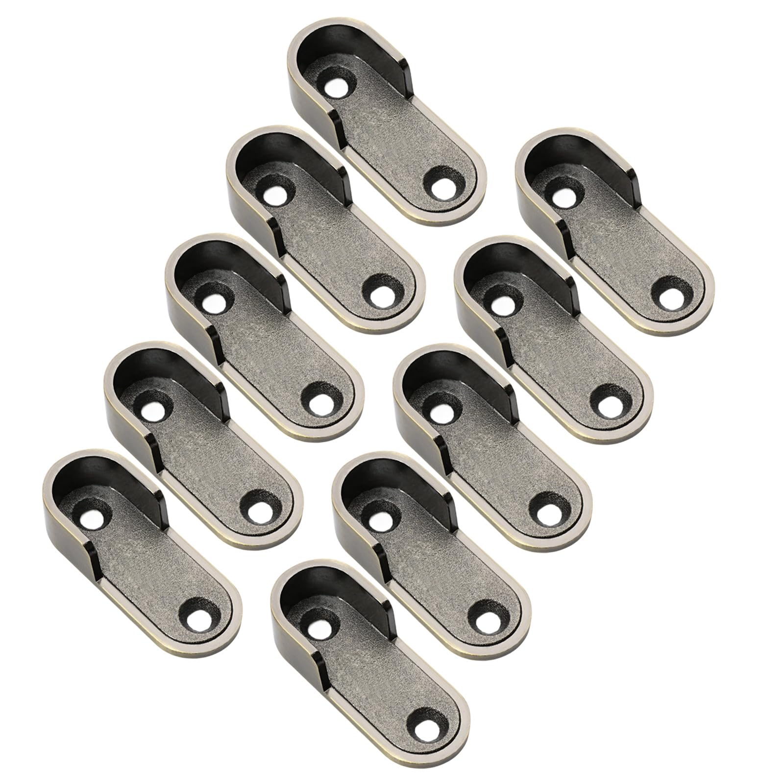 10Pcs Oval Flanges Mount Wardrobe Brackets Zincs Alloys Thickened Clothes Hanging Rod Hardware Closet Rod Brackets Closet Poles Socket Wardrobe