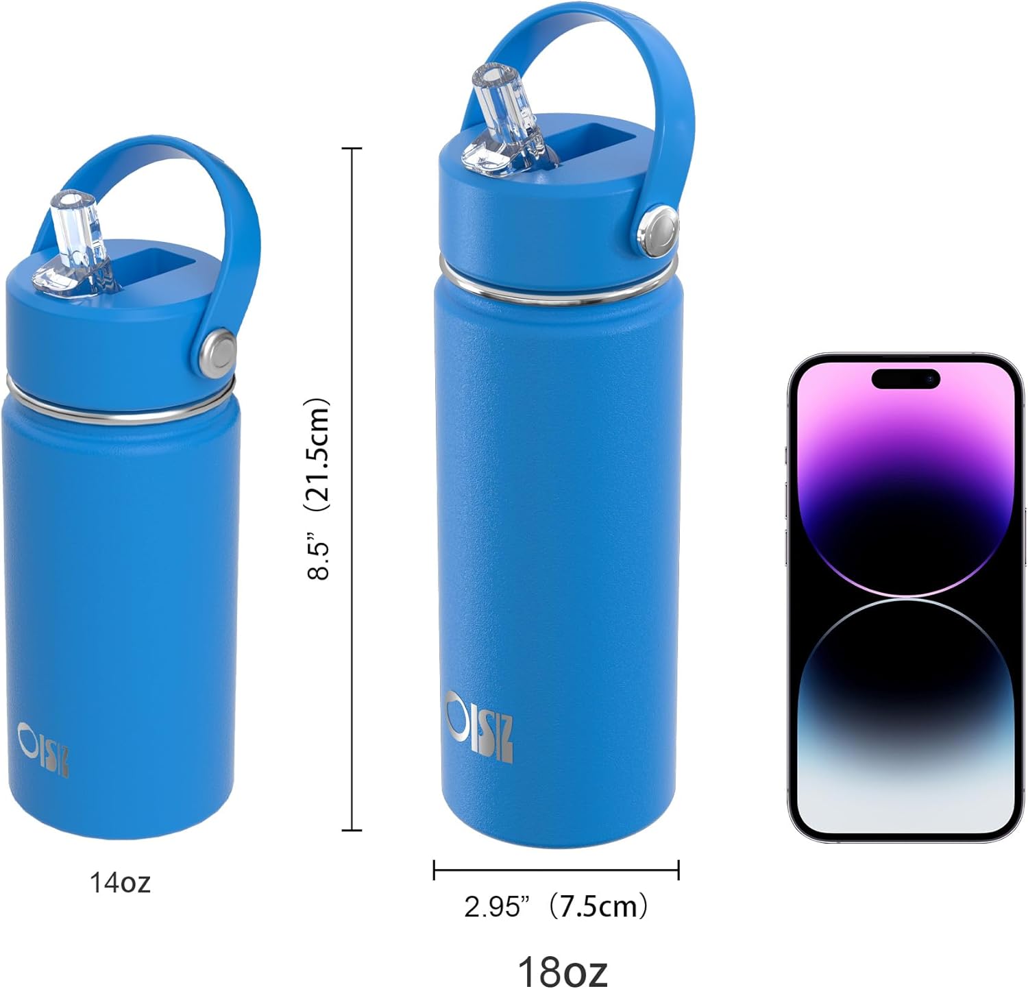 OISIZ 18oz Kids Water Bottle with Straw Lid, Vacuum Insulated Water Bottle Stainless Steel Water Bottles for Kids for School, Leakproof Water Bottle, BPA Free and Keep Cold for 24 Hours