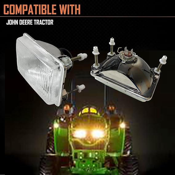 Headlight Assembly with 12v Bulbs forCompatible With David Brown, John/deere Tractor Lights 7600 7700 7800 7610 7710 7810 6100 100 6200 6200 6300 6400 6400 6506 6600 12v tractor headlights