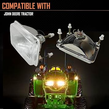 Headlight Assembly with 12v Bulbs forCompatible With David Brown, John/deere Tractor Lights 7600 7700 7800 7610 7710 7810 6100 100 6200 6200 6300 6400 6400 6506 6600 12v tractor headlights