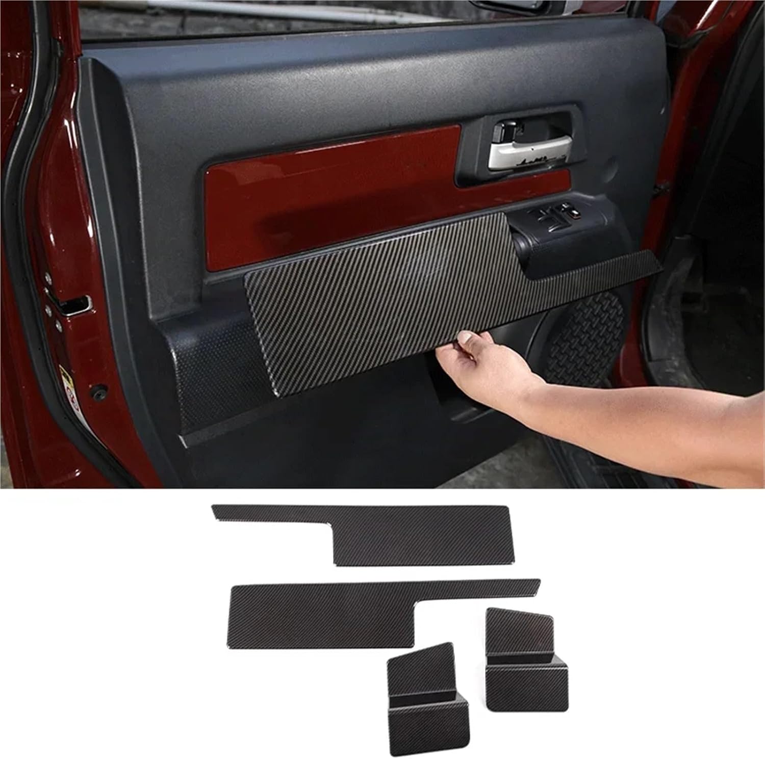 2007-2021 Compatible WithToyota FJ Cruiser ABS Carbon Fiber Car Door Inner Door Panel Cover Trim Sticker Sticker Car Protection Accessories(Matt Black)