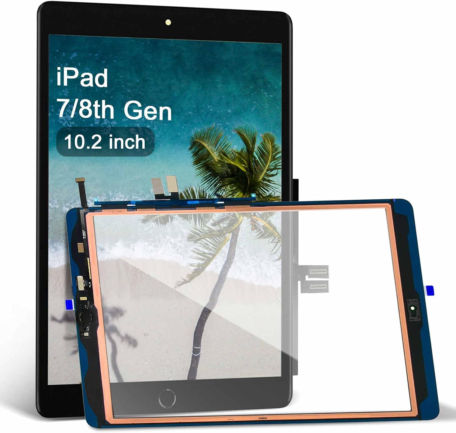 for iPad 7th/8th Generation Screen Replacement Glass Touch Digitizer 10.2", for 7 7th 8 8th Gen A2428 A2429 A2430 A2270 A2200 A2198 A2197 Touch Glass with Home Button[NO Fingerprint Reader] [Black]