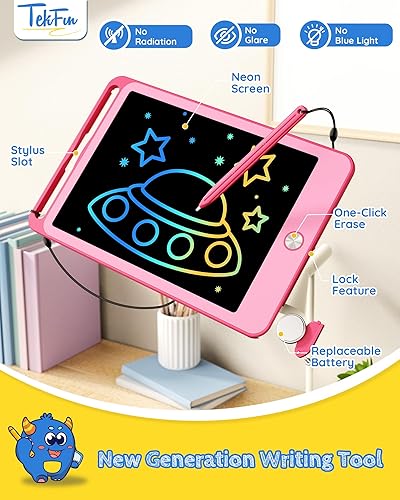Miniatura 2 de TEKFUN Juguetes para niños y niñas de 2, 3, 4 años, tableta de escritura LCD de 10 pulgadas, tableta de dibujo borrable, almohadillas de escritura,