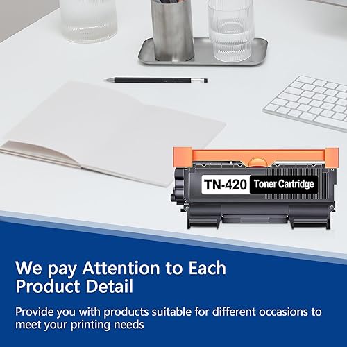Miniatura 6 de Paquete de 2 cartuchos de tóner TN420 TN-420 negro: repuesto para Brother TN 420 para usar con tóner para impresora HL-2270DW 2280DW 2230 2240