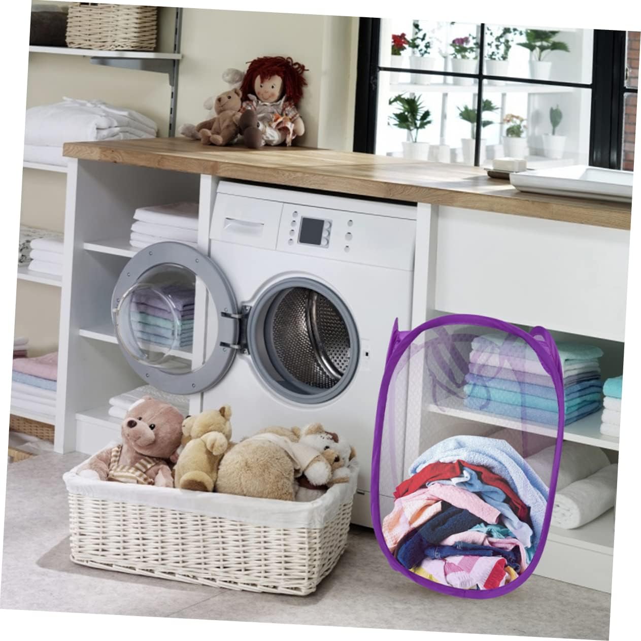 ULTECHNOVO 2pcs Folding Clothes Storage Baskets Capacity Foldable Laundry Hampers for Home Organization Portable Collapsible Clothes Organizer and Space Saving