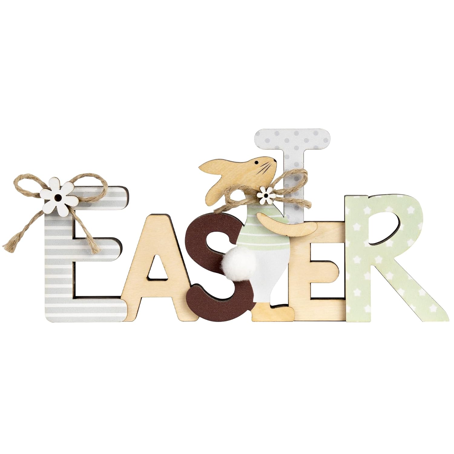 Wooden Bunny Decor, Easter Decorations for the Home, Tiered Tray Decor, Table Decorations, Easter Gift, Handmade Easter Decor, Rustic Easter Decorations, Easter Basket Stuffers (Wooden Easter) (Wooden Easter) Thumbnail