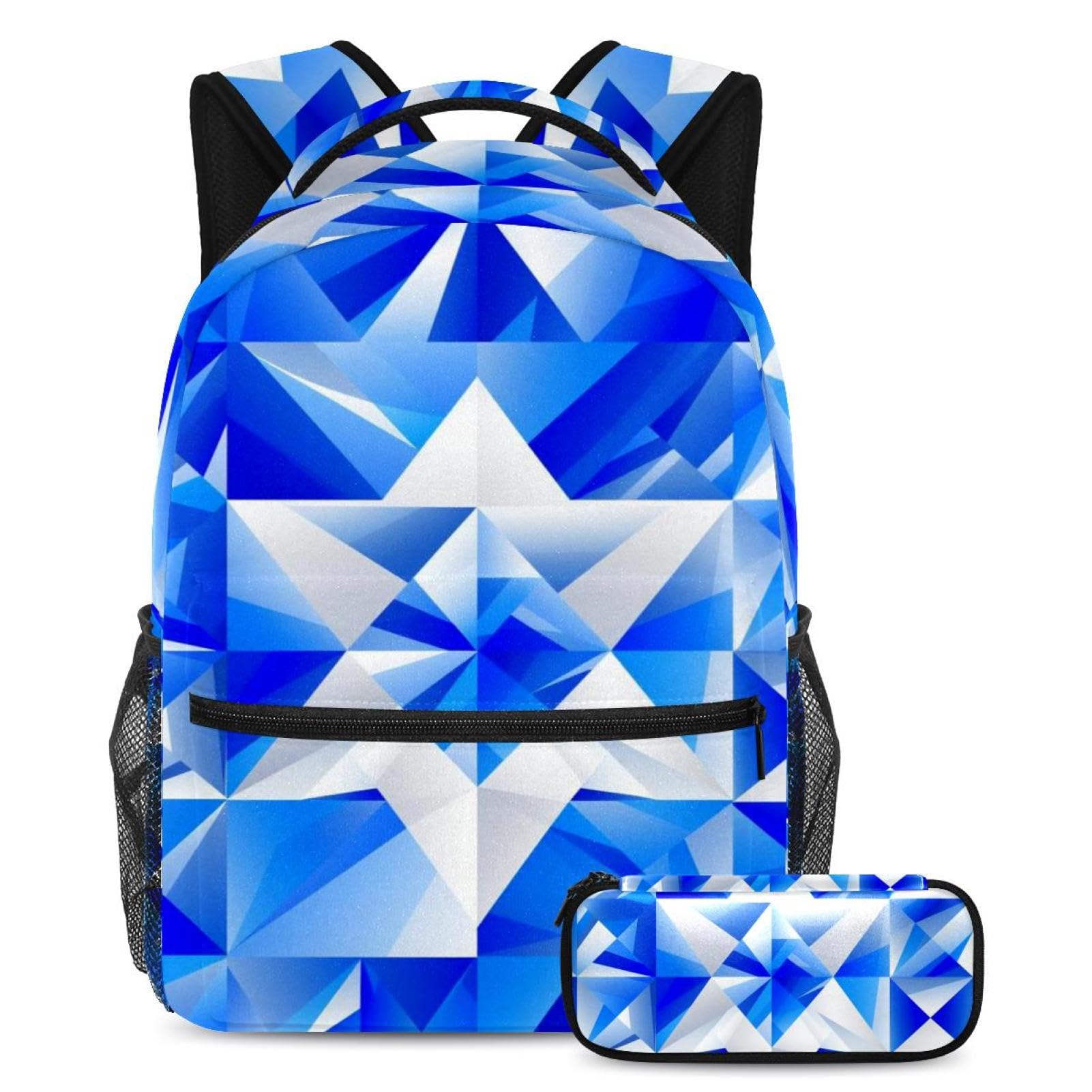 Ensemble cartable imprimé drapeau mosaïque bleu sac à dos étudiants - 7
