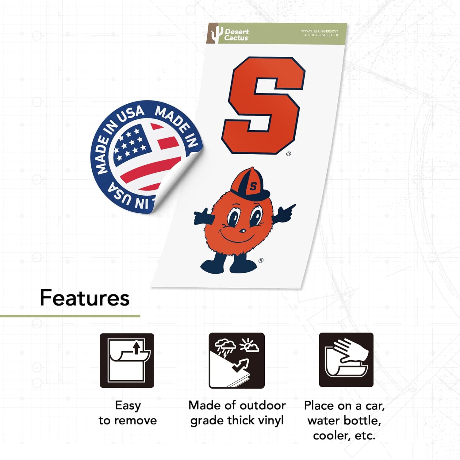 Desert Cactus Syracuse University Sticker Vinyl Decal Laptop Water Bottle Car Scrapbook (4 Inch Set VB) - Image 4