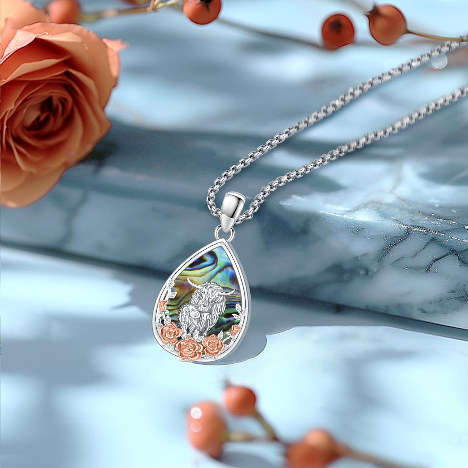 Highland Cow Necklace for Women Cows Pendant 925 Sterling Silver Cute Animal Scottish Jewelry Gifts for Mom Birthday Mother's Day Daughter Graduation Valentine's Day - Image 6