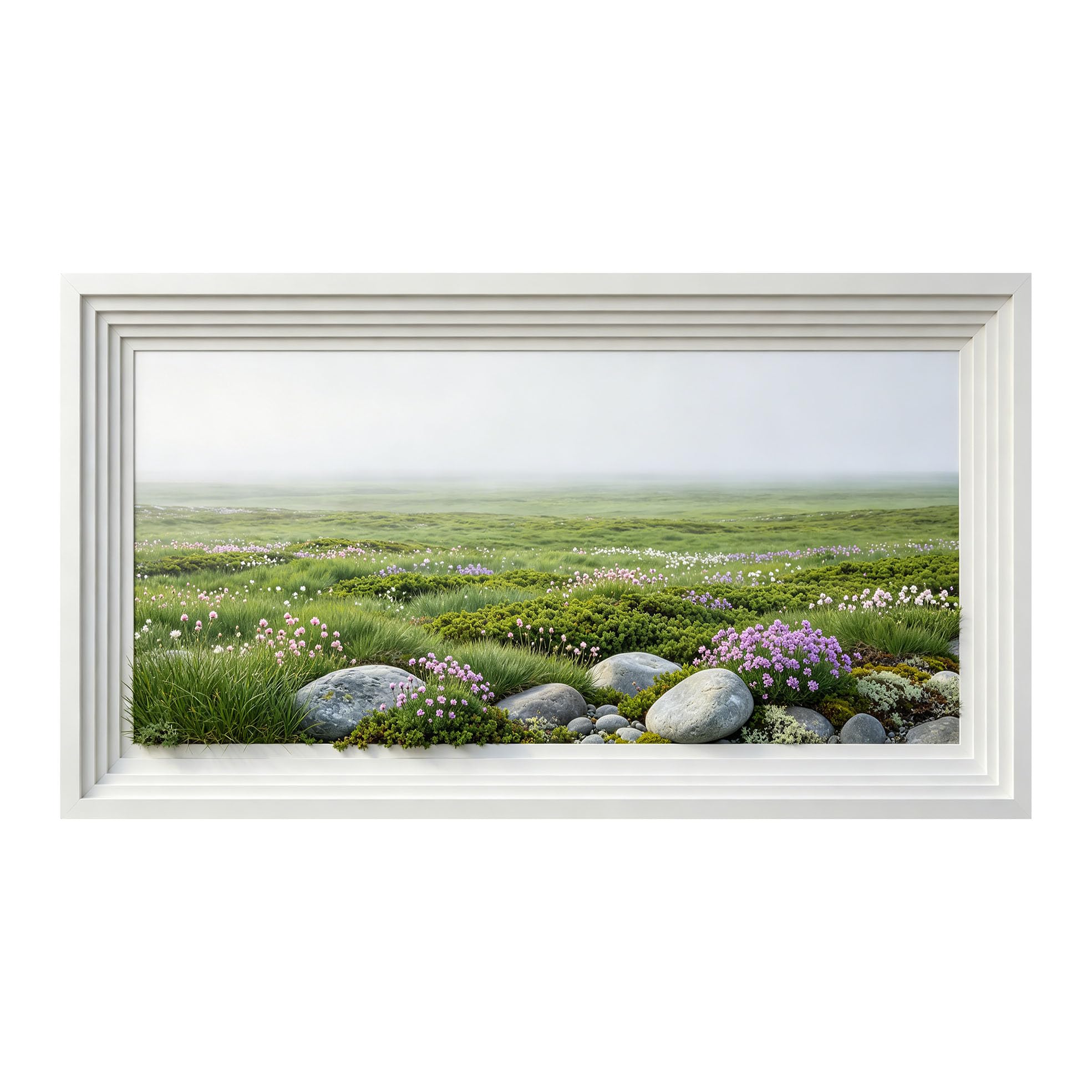 Yzpallescene 3D Framed Wall Art 50cm×100cm Panoramic Botanical Meadow Floral Landscape Realistic Scenic View Large Size SelfAdhesive Removable Wall Decor Prints Artwork for Living Room Bedroom Office