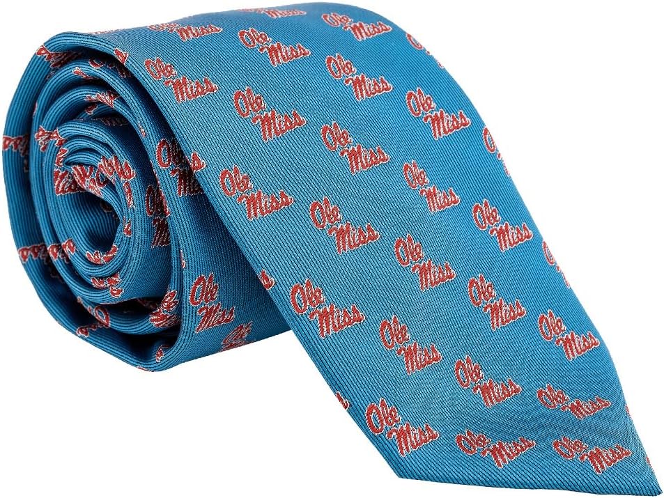 Desert Cactus University of Mississippi Neck Tie Ole Miss Rebels 100% Polyester Necktie with Logo, Officially Licensed (Tie D)