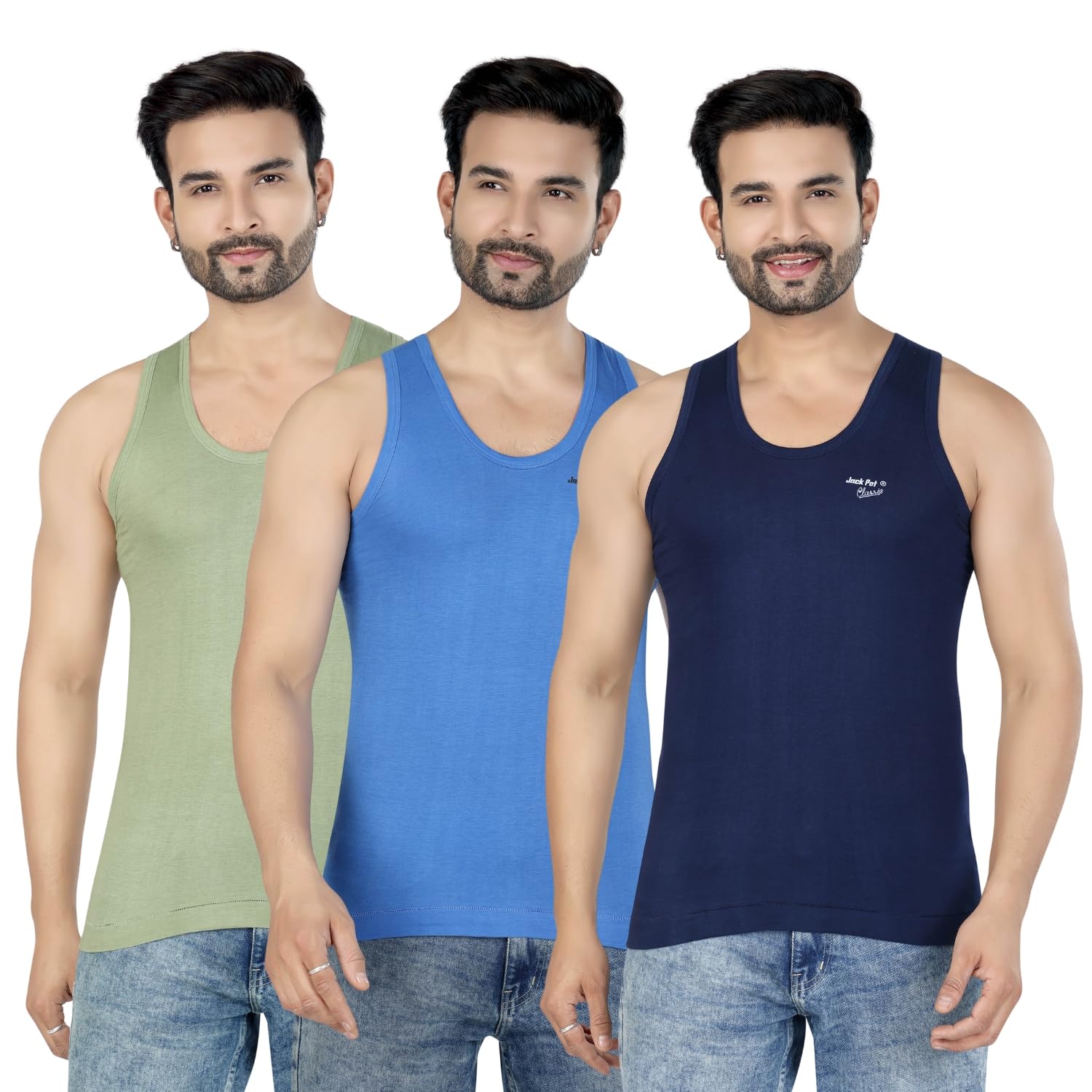 Cotton Classic Men's Vest - Pack of 2 and 3 (Random Colors) - Sizes: Small, Medium, Large, XL, XXL-image-5