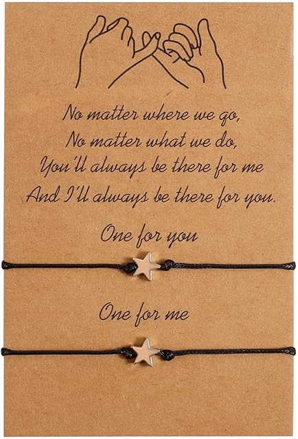 2 pcs Pinky Promise Bracelets, Adjustable Handmade String Rope Relationship Bracelets Star Friendship Couple Distance Matching Bracelet Gift